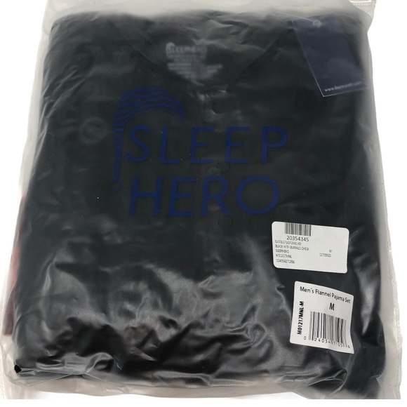 NEW SLEEP HERO Black w/ Buffalo Check Flannel Set - Picture 5 of 5